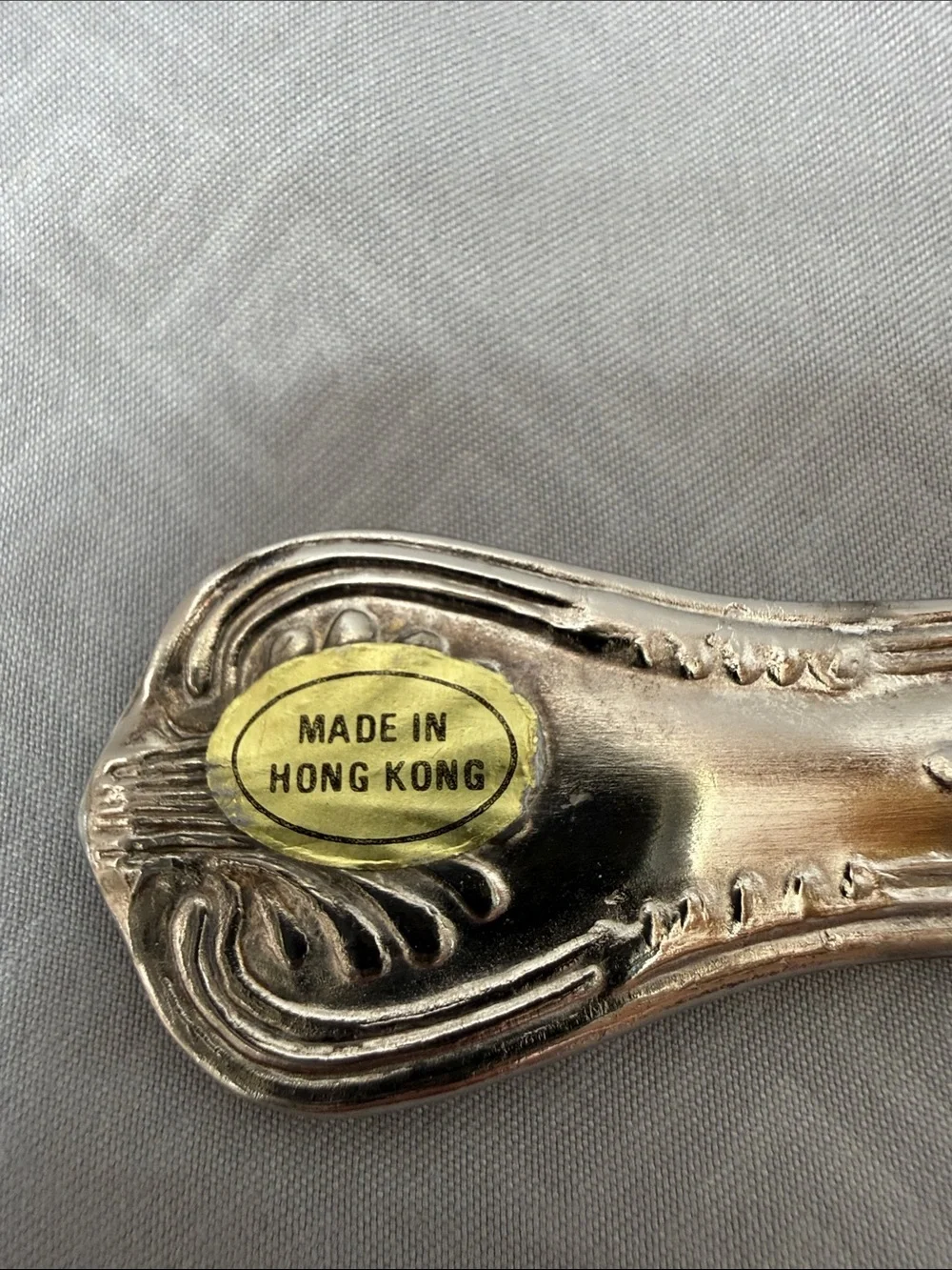 Vtg Ornate Silver Plate Salad Serving Utensils Fruit Motif Made in Hong Kong